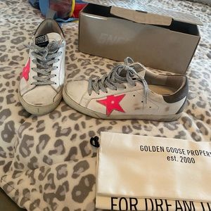 Golden Goose Shoes size 38 superstar hot pink silver
